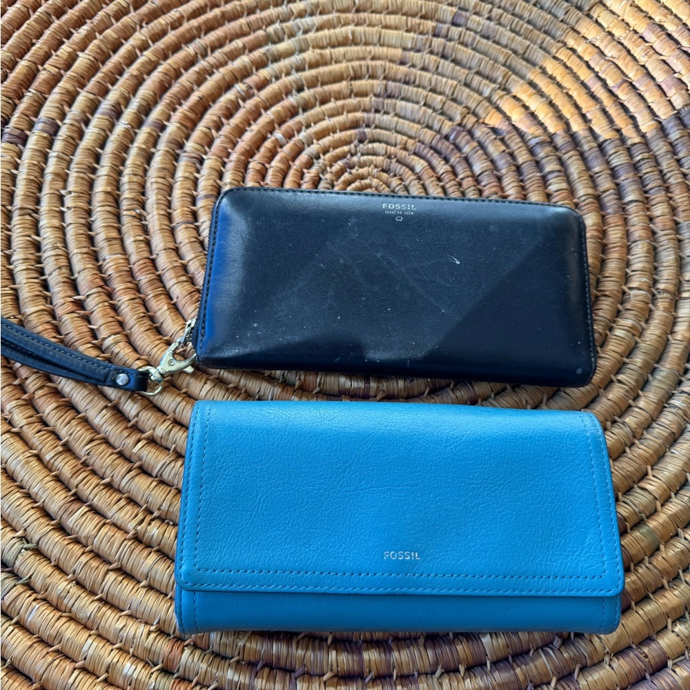 Fossil Black and Blue Wallet Set